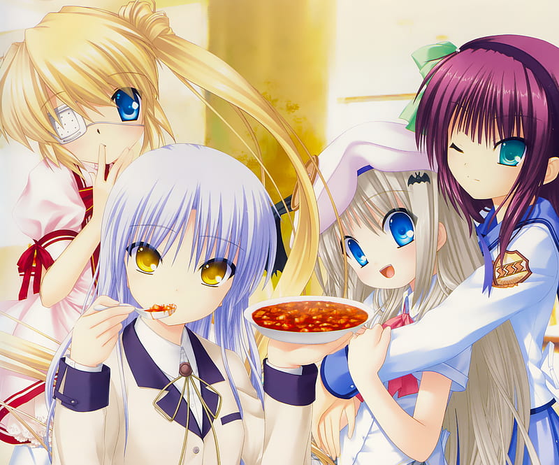 Angels Beats & Little Busters, cute, little busters, girl, anime, game, angels beats, crossover, blue eyes, HD wallpaper