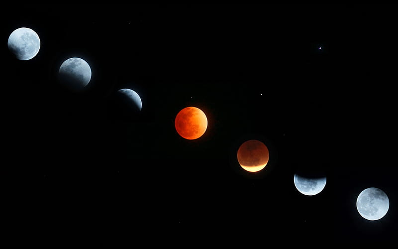 Lunar Eclipse, phases, moon, eclipse, lunar, space, cycle, HD wallpaper
