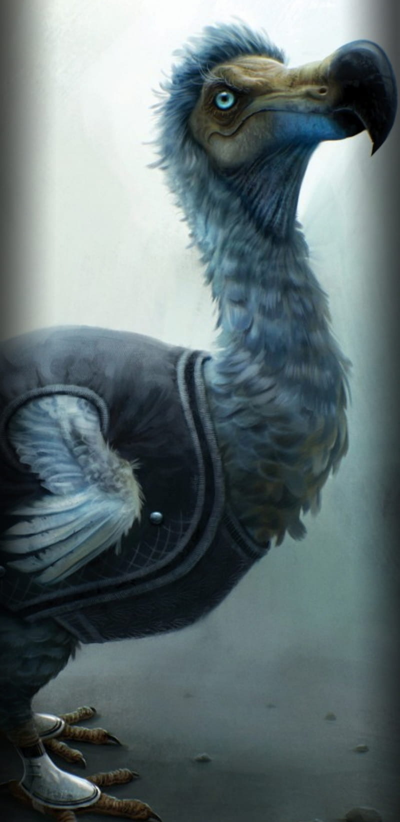 Dodo Bird Metallic , birds, blue, dragon, eagle, feather, nevermore, raven, sad, HD phone wallpaper
