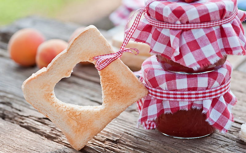 jam, food, love, heart, bread, breakfast, sweet, HD wallpaper