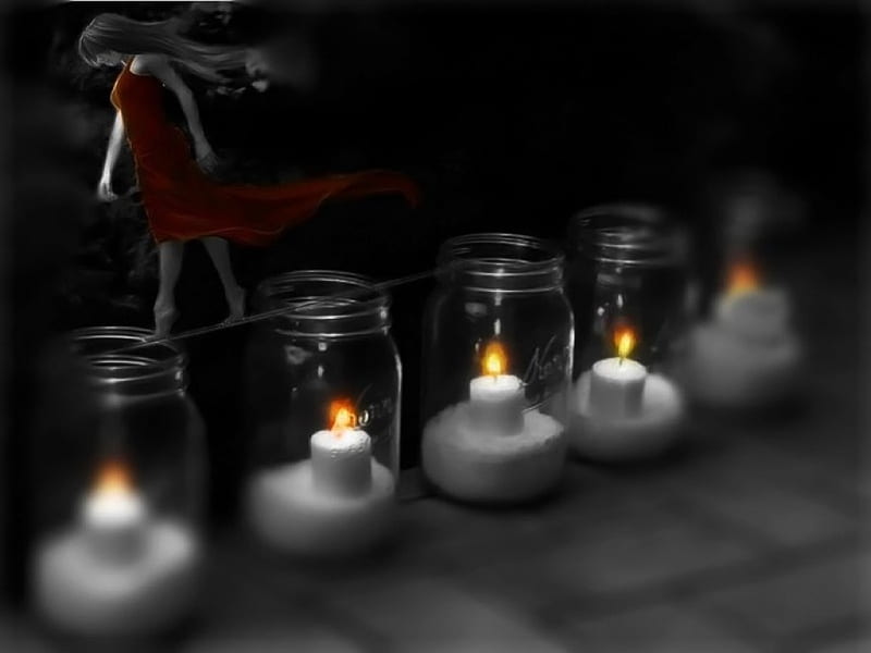 Imagination, fantasy, girl, candles, dark, HD wallpaper | Peakpx