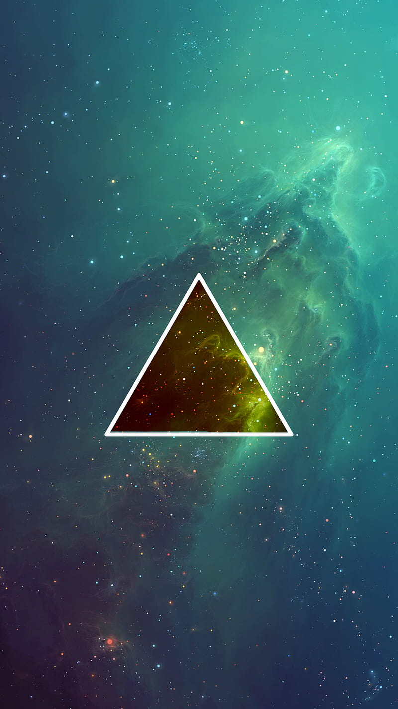 Galaxy, space, stars, trinity, geometric, art, triangle, HD phone wallpaper