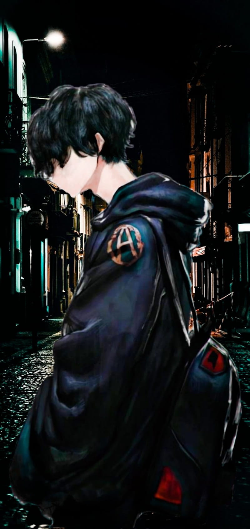 Download Anime Boy Dark In Library Wallpaper