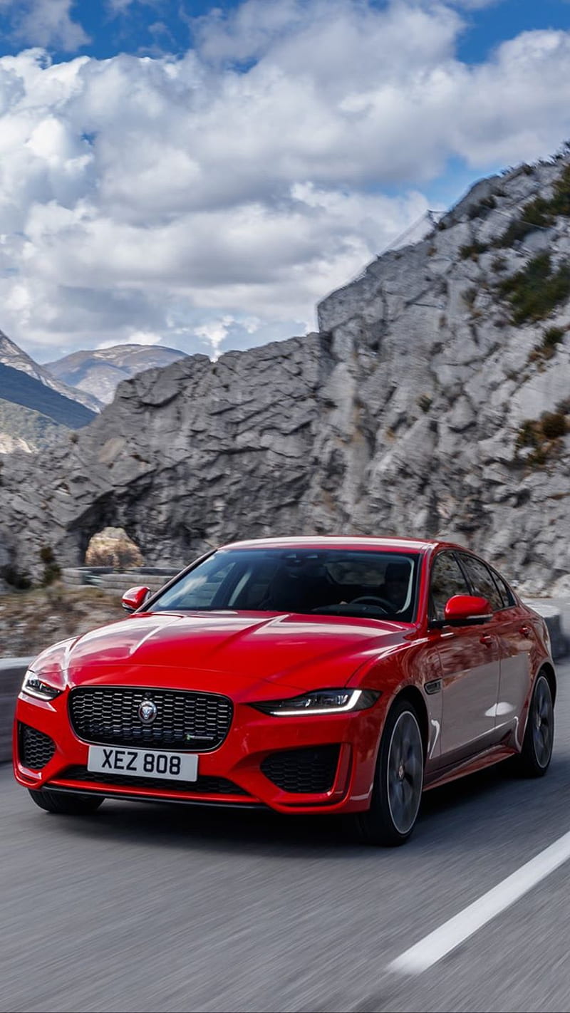 Jaguar , car, cool, mountains, spain, xe, HD phone wallpaper