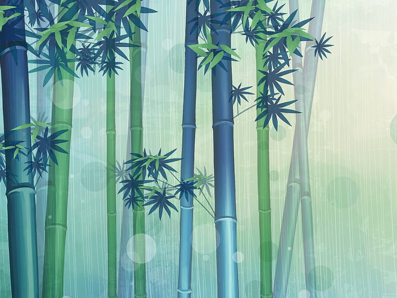 Bamboo Art, art, 3d, green, nature, spring, abstract, bamboo, vector, HD wallpaper
