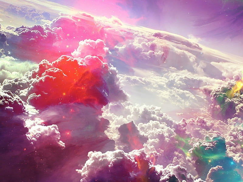 Candy Floss Clouds, candy, art, bonito, clouds, sky, pink, HD wallpaper