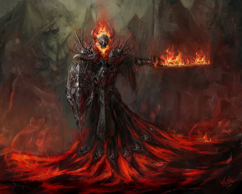 Hell's Champion, Fire Sword, Fantasy, Hell, Demon, HD wallpaper