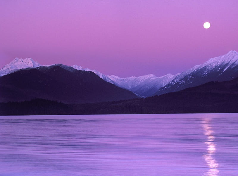 Untitled , moonset, hood canal, olympic mountains, HD wallpaper