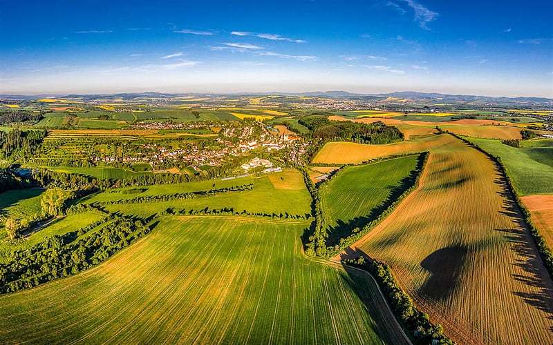 Velehradem, skyline, summer, fields, meadows, Czech Republic, HD wallpaper