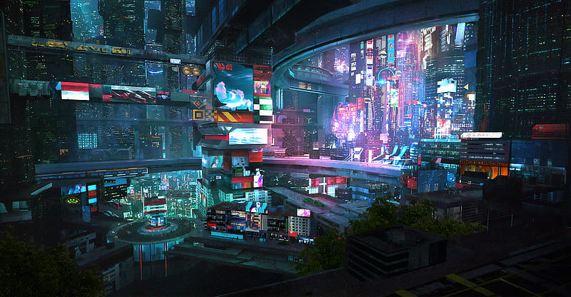 Scifi City 2076, scifi, artist, artwork, digital-art, HD wallpaper