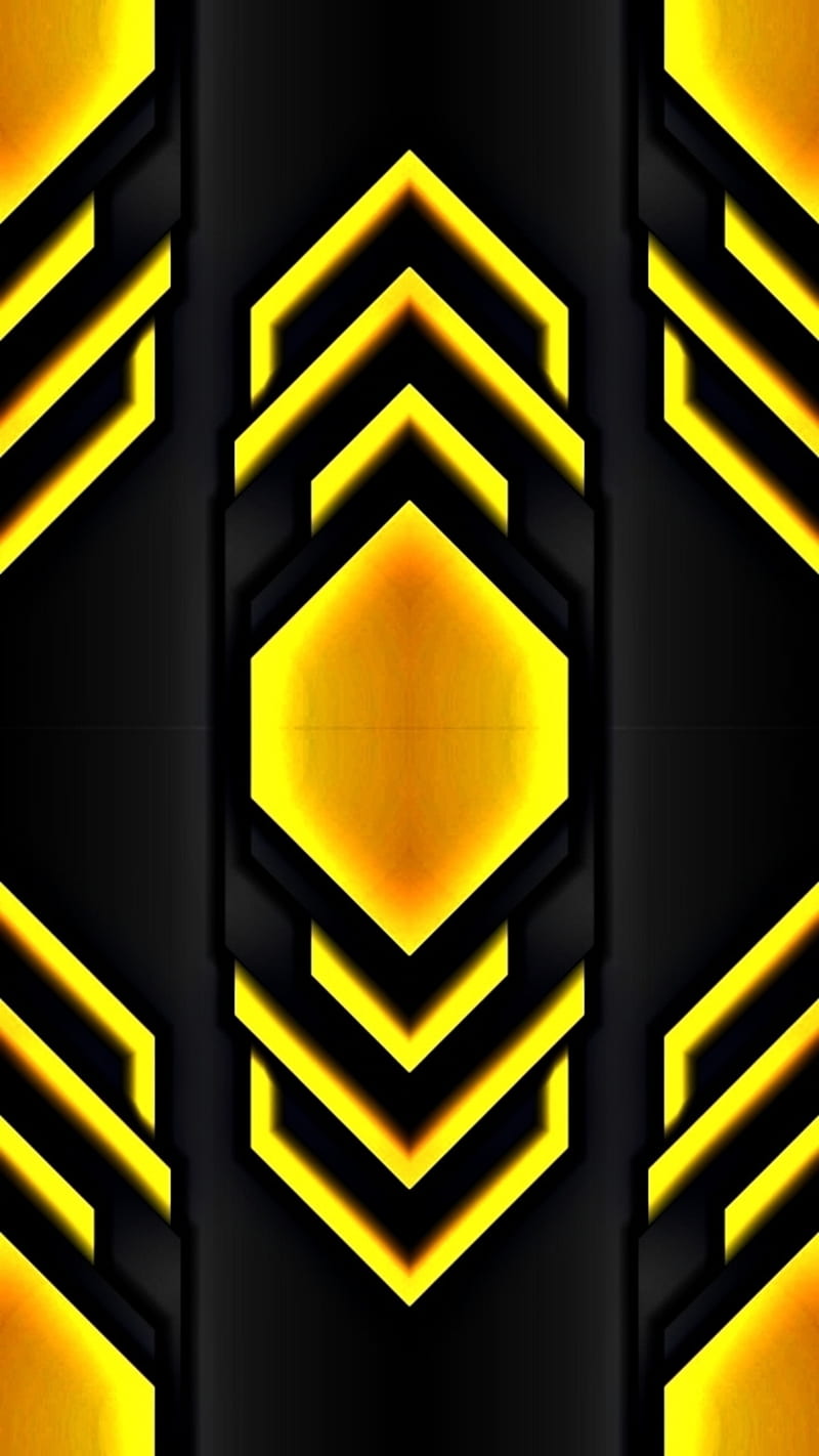 Material design 772, abstract, android, black, geometric, material design, modern, tech, yellow, HD phone wallpaper