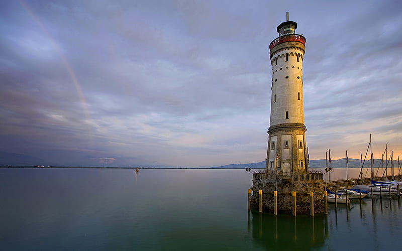 Germany Lindau on Lake Constance lighthouse, HD wallpaper