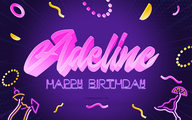 Happy Birtay Adeline Purple Party Background, Adeline, creative art, Happy Adeline birtay, Adeline name, Adeline Birtay, Birtay Party Background, HD wallpaper