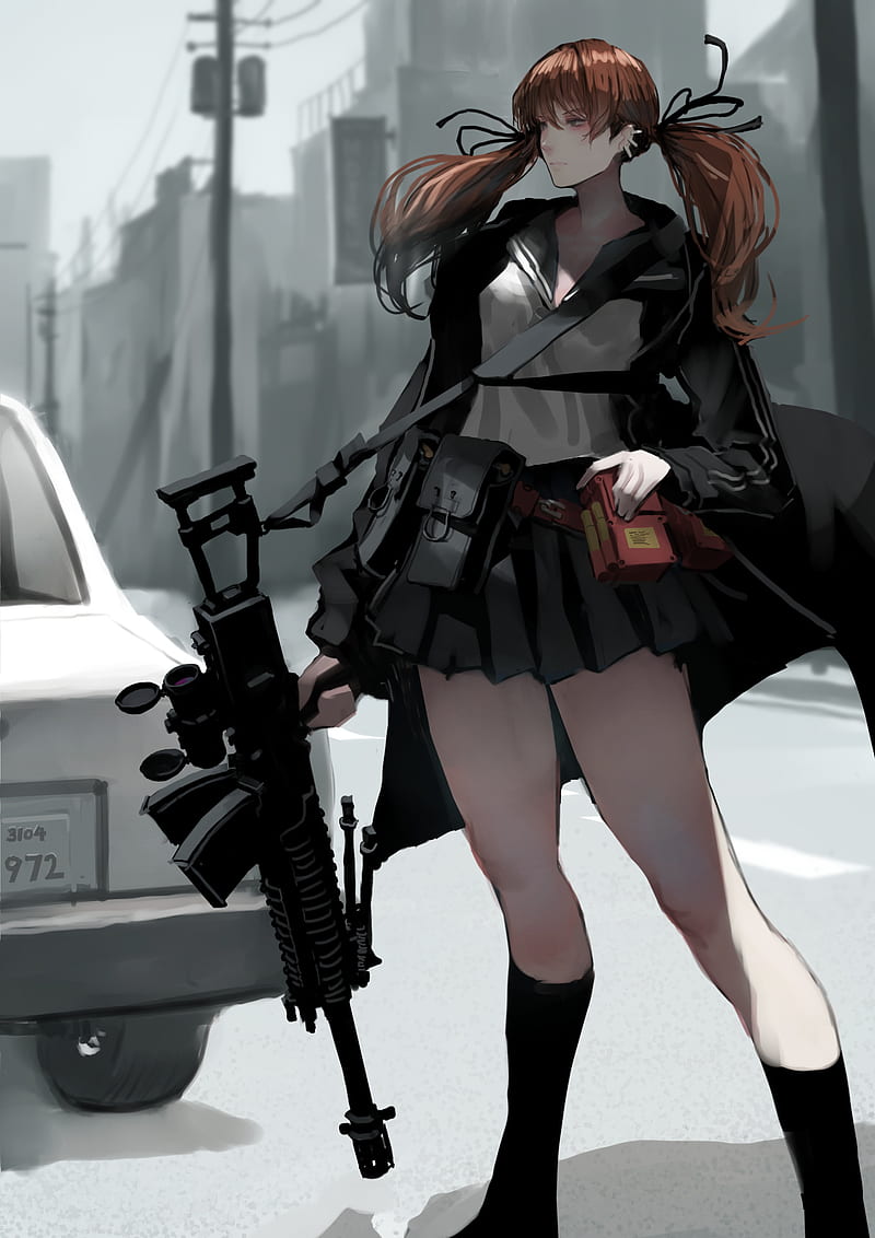Jittsu, anime, anime girls, Girl With Weapon, original characters, HD phone wallpaper