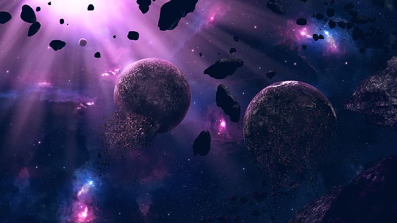 Planets, Space, Purple, Planet, Explosion, Sci Fi, Asteroid, HD wallpaper