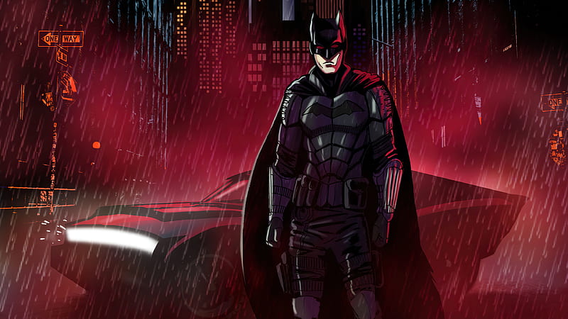The Batman Night Cyberpunk Neon , batman, superheroes, artist, artwork, digital-art, neon, artstation, HD wallpaper