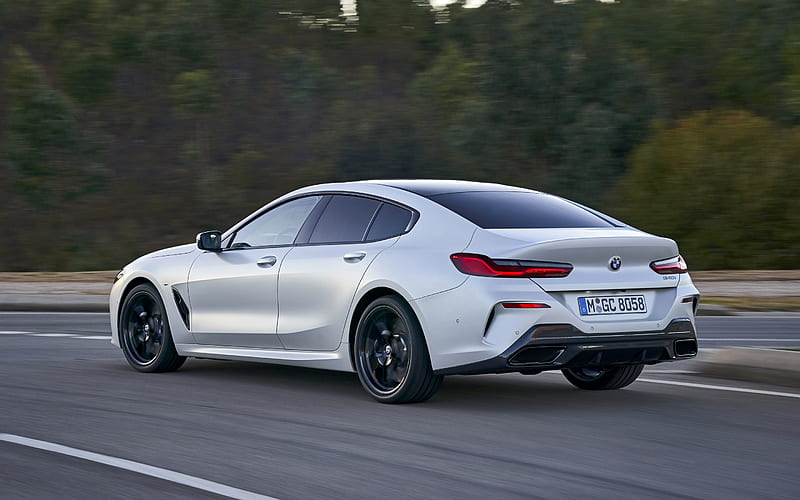 BMW 8 Series Gran Coupe, G16, 2020, 840i, rear view, exterior, white 8er, four-door coupe, new white 8-Series, German cars, BMW, HD wallpaper
