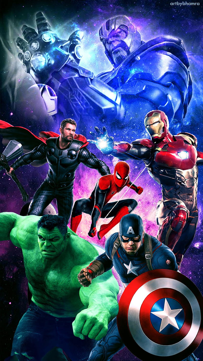 Avengers2, avengers, captain america, hulk, iron, ironman, marvel, spiderman, thanos, thor, HD phone wallpaper