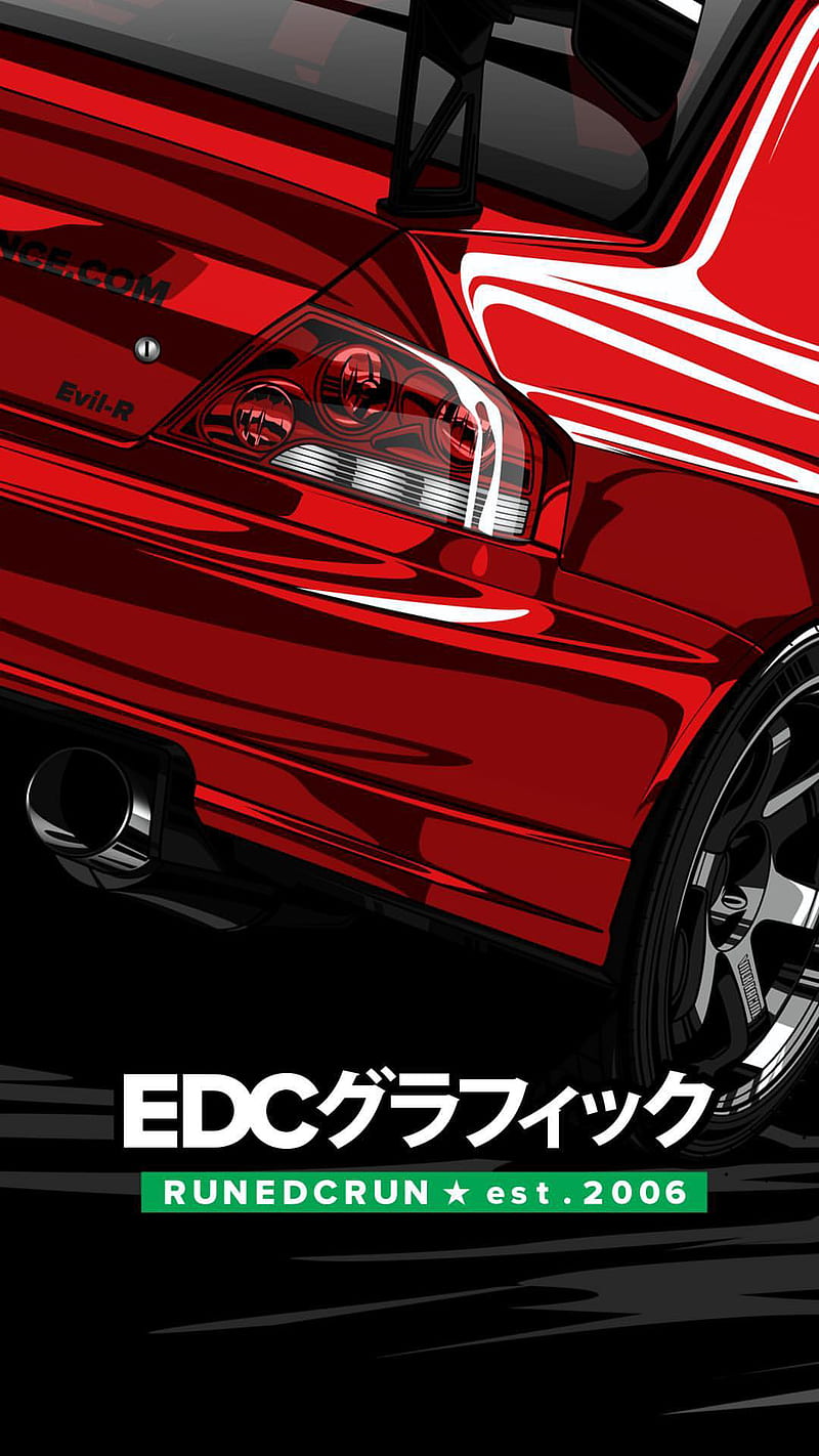 Edcgrphcs, car, evo, mitsubishi, red, HD phone wallpaper