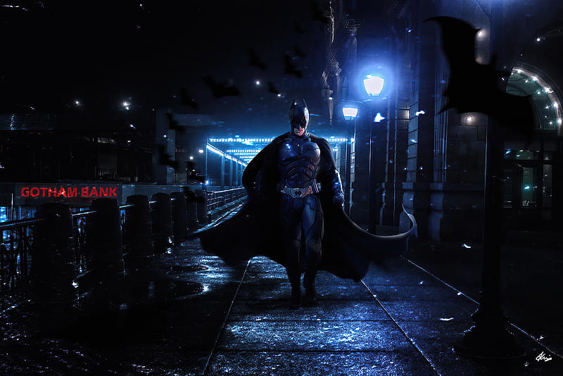 Batman Walking On Gotham Streets , batman, superheroes, artist, artwork, digital-art, HD wallpaper