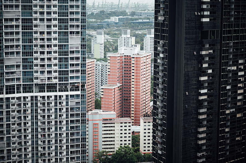 buildings, skyscrapers, aerial view, architecture, city, HD wallpaper