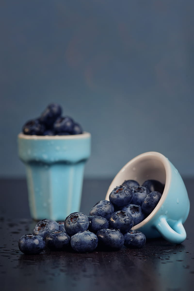 blueberry, berry, cup, fruit, wet, HD phone wallpaper