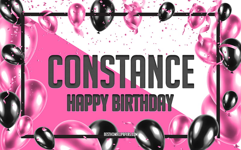 Happy Birtay Constance, Birtay Balloons Background, Constance, with names, Constance Happy Birtay, Pink Balloons Birtay Background, greeting card, Constance Birtay, HD wallpaper