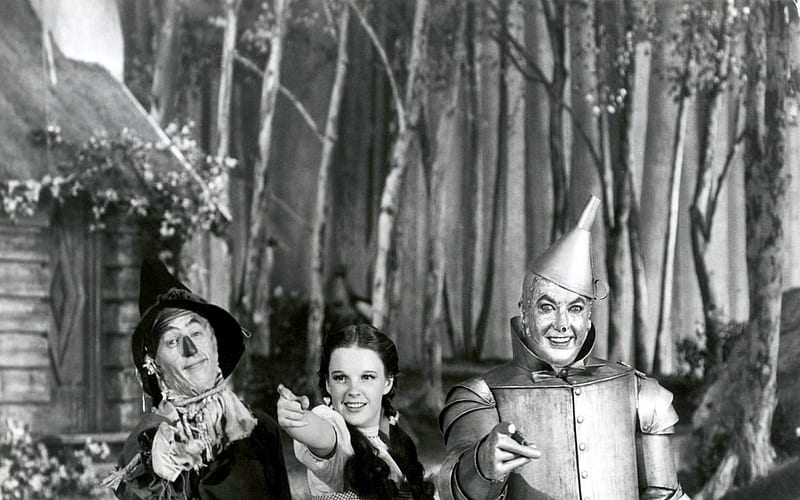 Forest In Wizard Of Oz, Tin Man, Forest, Trees, House, Black And White, Dorothy, Hats, Scared Crow, HD wallpaper