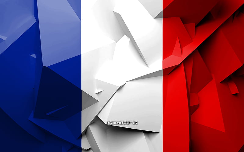 Flag of France, geometric art, European countries, French flag, creative, France, Europe, France 3D flag, national symbols, HD wallpaper