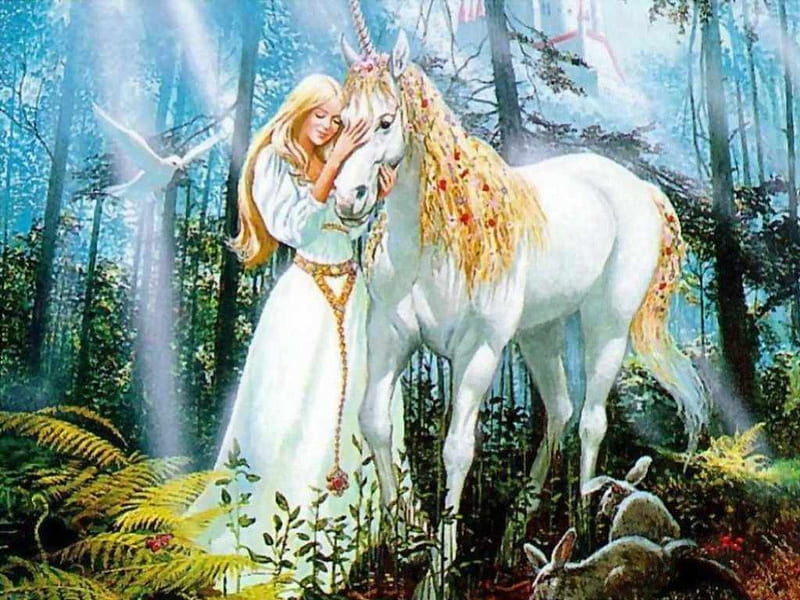 Unicorn Princess, beauty, fantasy, princess, unicorn, HD wallpaper