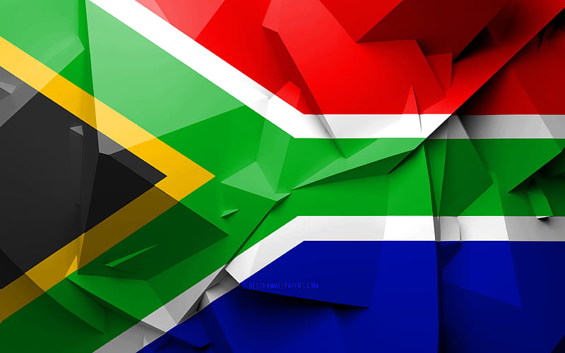 Flag of South Africa, geometric art, African countries, South African flag, creative, South Africa, Africa, South Africa 3D flag, national symbols, HD wallpaper
