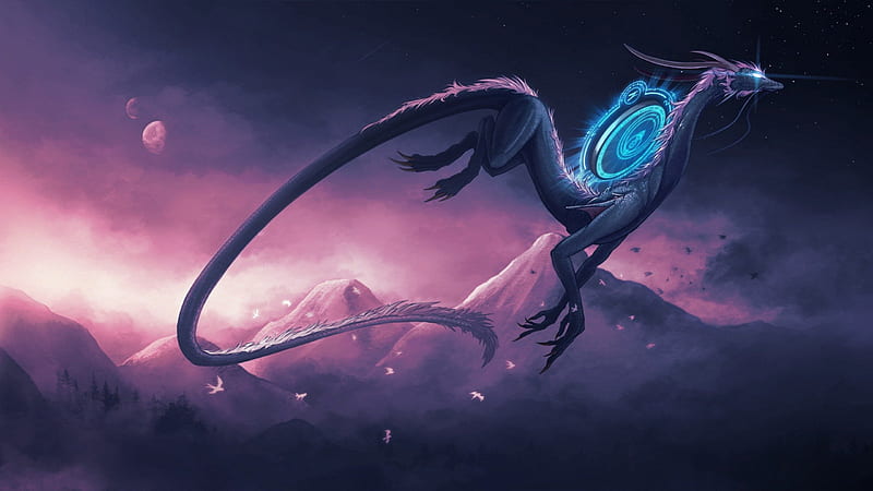 Dragon, skyscapes, mountains, landscapes, creatures, dragons, artwork ...