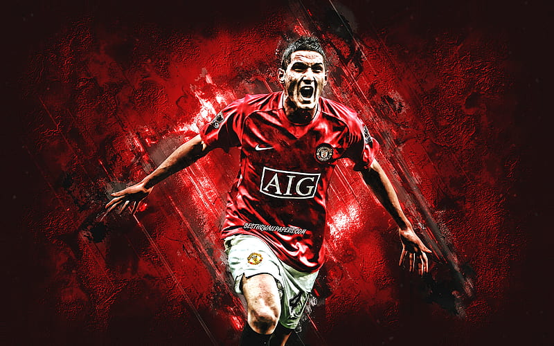 Federico Macheda, Manchester United, italian football player, portrait, red stone background, football, HD wallpaper
