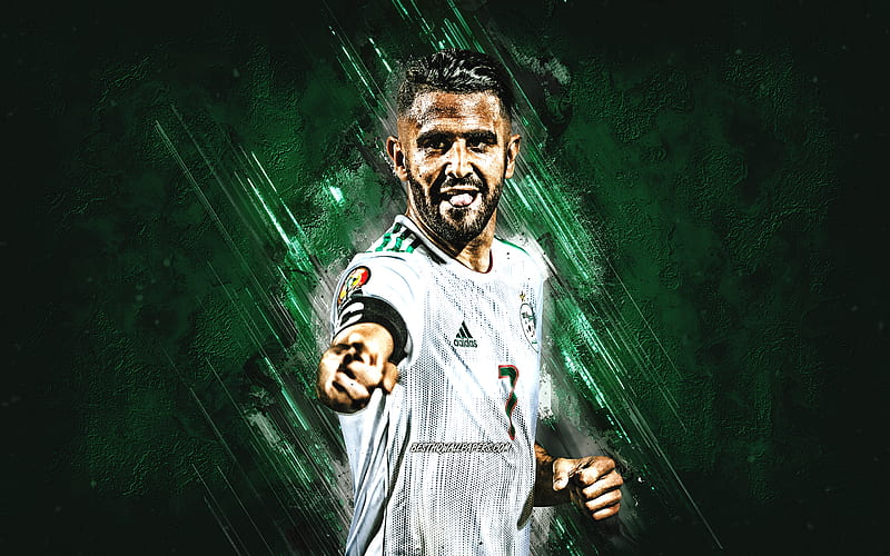 Riyad Mahrez, Algeria national football team, Algerian football player, portrait, Algeria, football, HD wallpaper