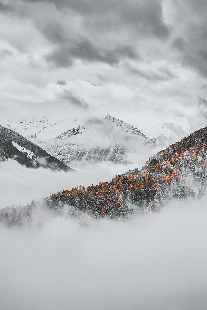 Snow Capped Mountain Under Cloudy Sky, HD phone wallpaper