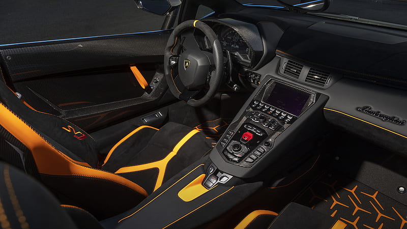 2020 Lamborghini Aventador SVJ Roadster Interior, HD wallpaper