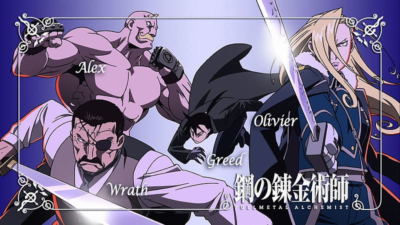 Anime, Fullmetal Alchemist, Olivier Mira Armstrong, Greed (Fullmetal Alchemist), Wrath (Full Metal Alchemist), Alex Louis Armstrong, HD wallpaper
