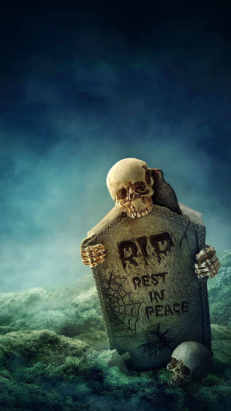 RIP Graveyard, graveyard, shadow, skull, HD phone wallpaper