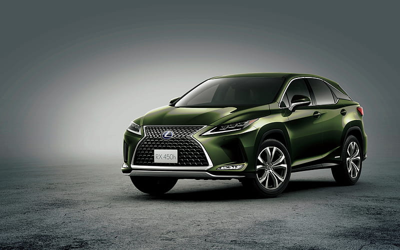 Lexus RX, 2019, front view, green crossover, new green RX, japanese cars, RX 450h, Lexus, HD wallpaper