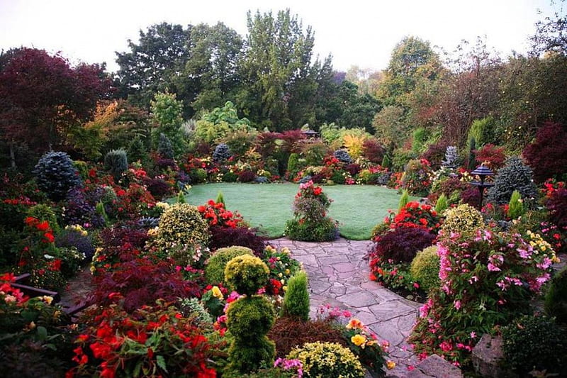 Four Seasons Garden, variety, different, colors, seasons, decorative, plants, flowers, garden, ornamental, HD wallpaper