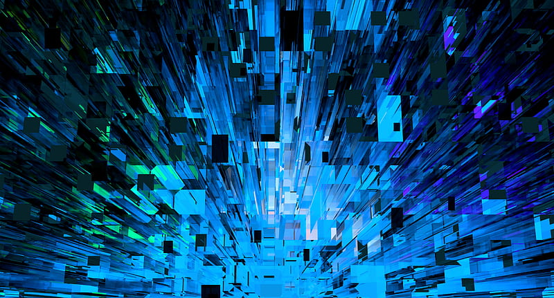 fragments, shards, abstraction, blue, HD wallpaper