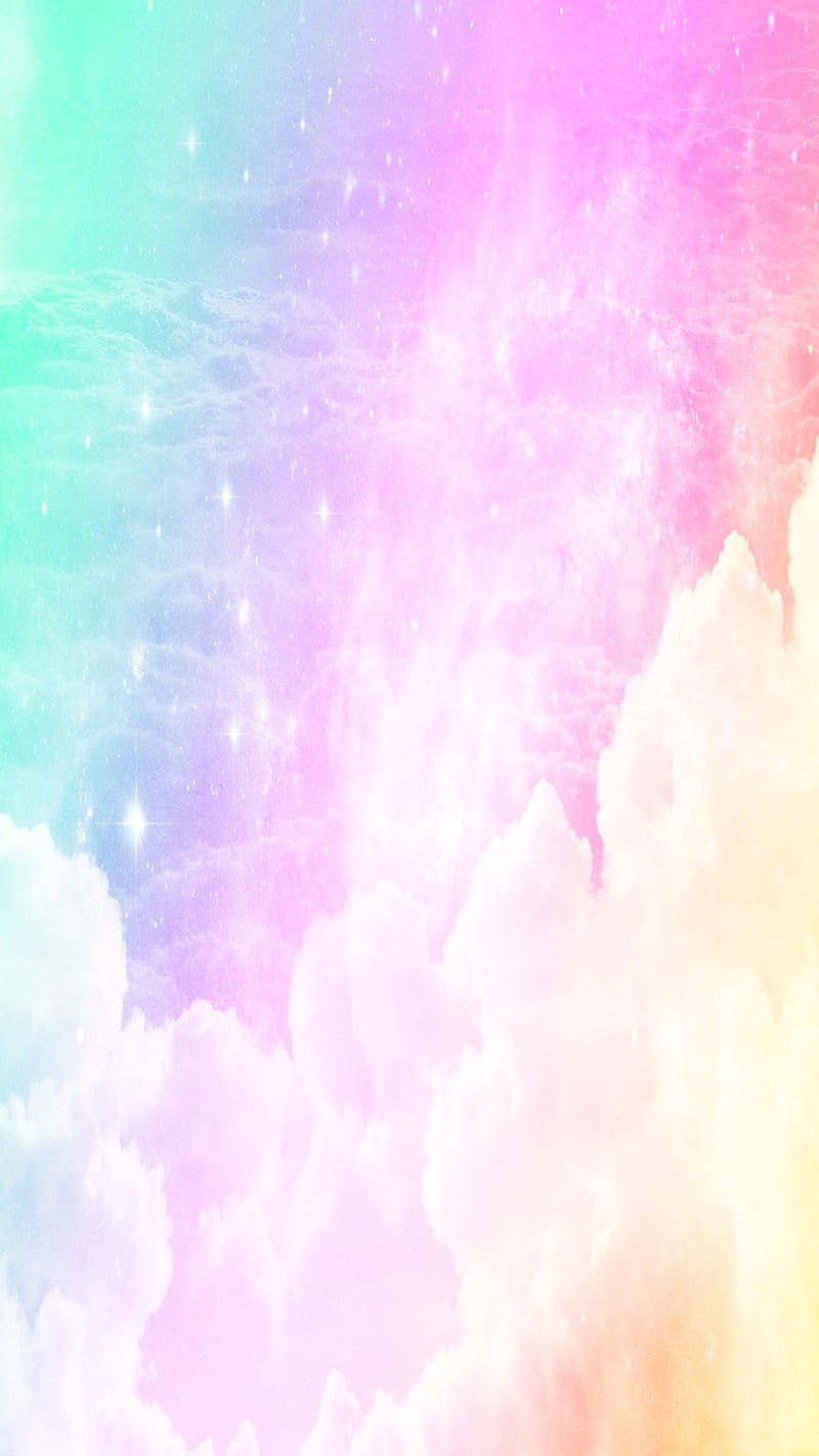 Pastel clouds, bright, colorful, light, pink, pretty, rainbow, sky, vivid,  HD phone wallpaper
