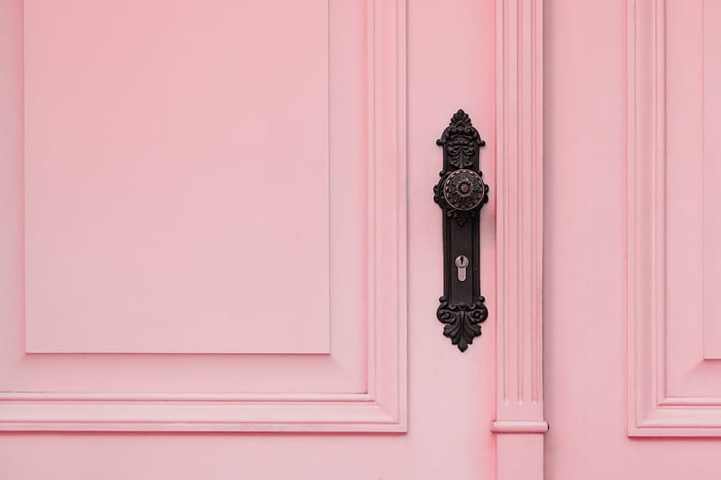 door, handle, lock, pink, HD wallpaper