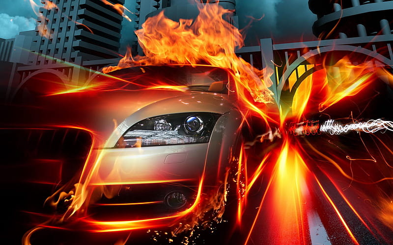 the cool hot car 1920x1200. jpg, fire, hot, kool, flames, HD wallpaper