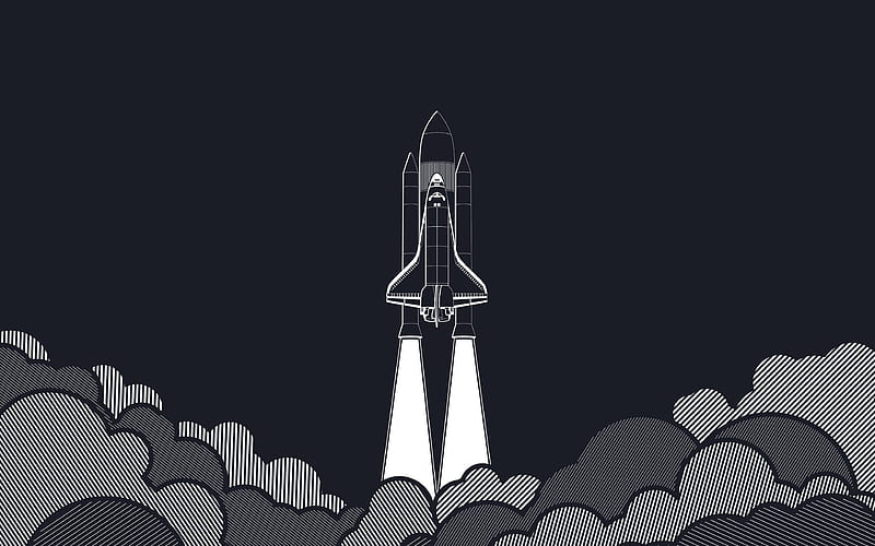 start-up concept shuttle launch, rocket launch, minimal, gray background, start-up, HD wallpaper