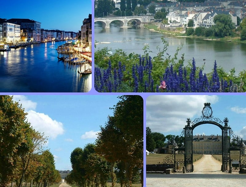 Europe, Venice, gateway, bridge, Italy, France, river, castle, HD wallpaper