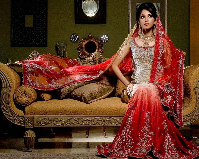 Indian Bride, red, dress, indian, gown, bride, bonito, HD wallpaper | Peakpx