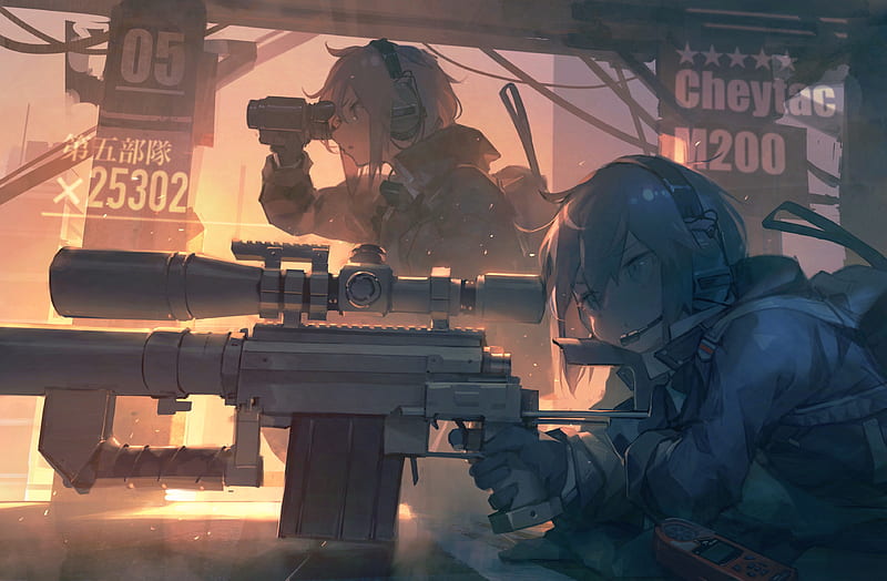 m200, girls frontline, military girls, rifle, pouting expression, Anime, HD wallpaper