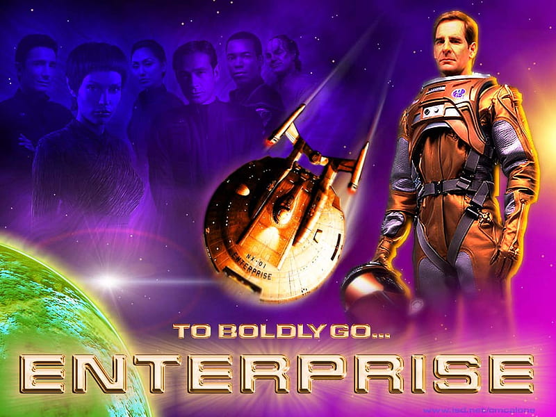 star trek enterprise, spacesuit, captain archer, sun, planet, nebula, starship, HD wallpaper