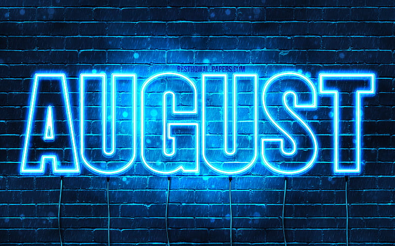 August with names, August name, blue neon lights, Happy Birtay August,  popular danish male names, HD wallpaper | Peakpx